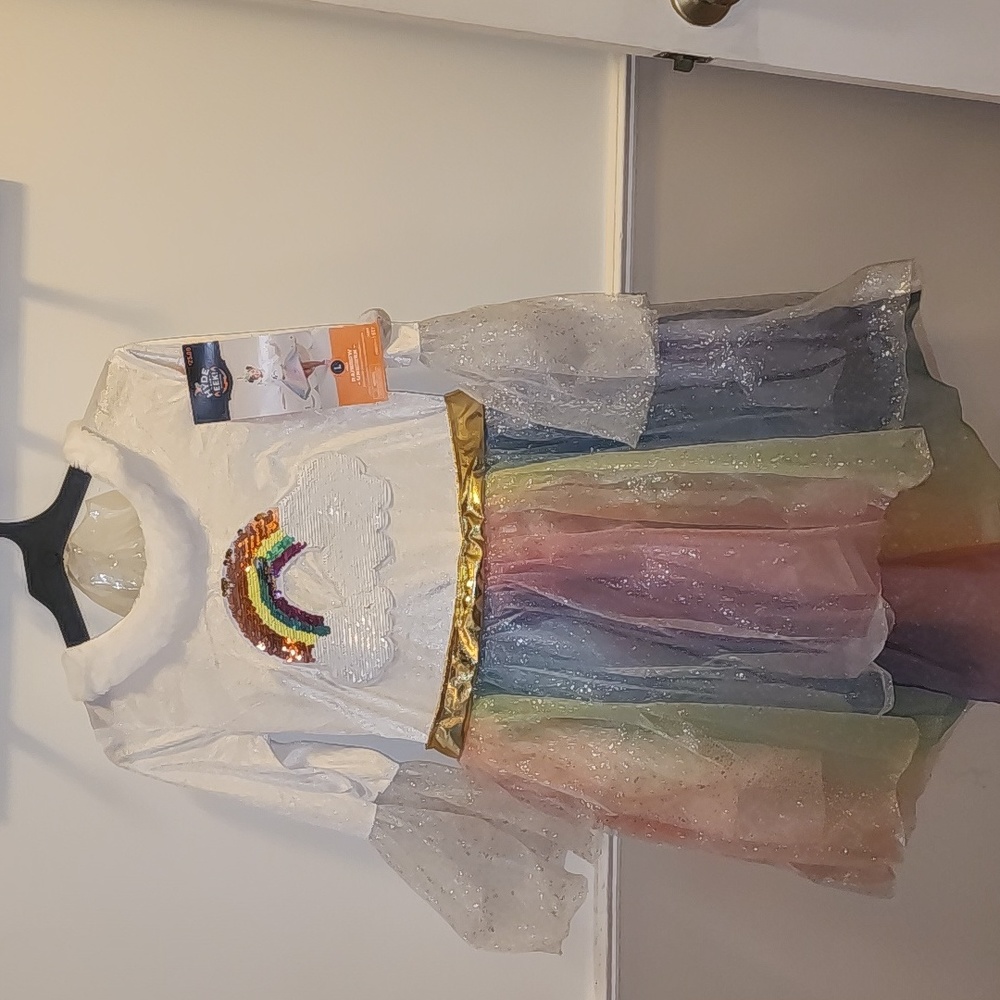 NWT. Girls Halloween Costume. Rainbow Unicorn size Large. HYDE AND EEK